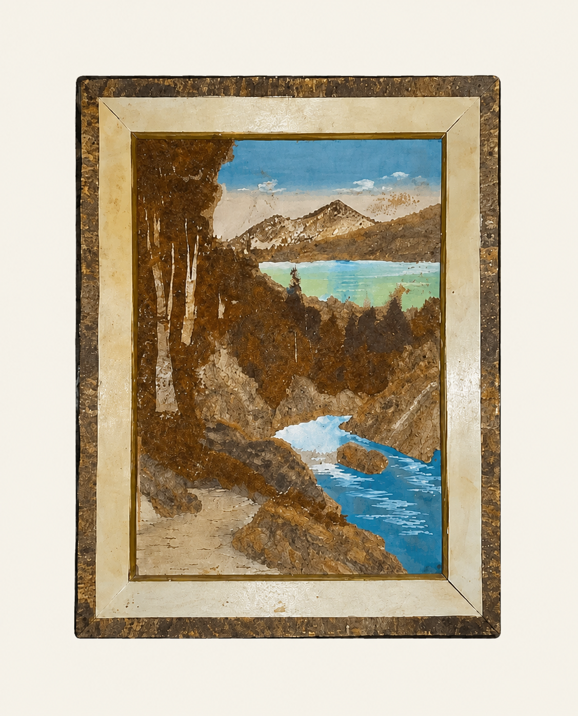 Mountain landscape made with bark and paint from the Von Chera Collection