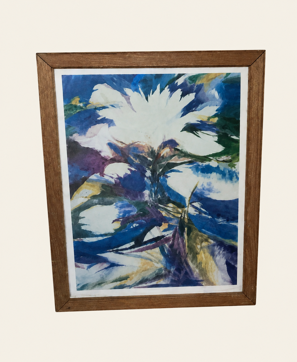 Framed blue floral work from the Von Chera Collection